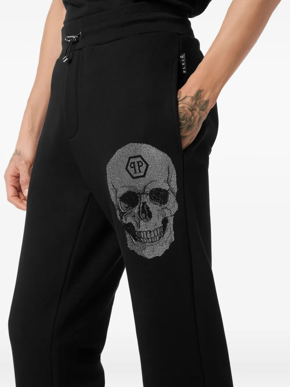 Philipp Plein Trainingsbroek met kristallen doodskop Zwart