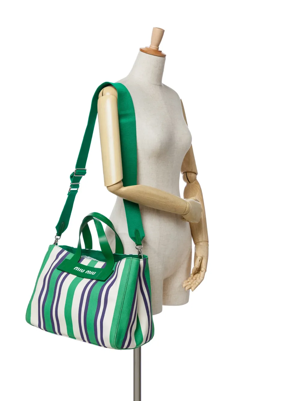 Miu Miu Pre-Owned 2000-2024 Medium Canvas Striped satchel | Bags | Image 2