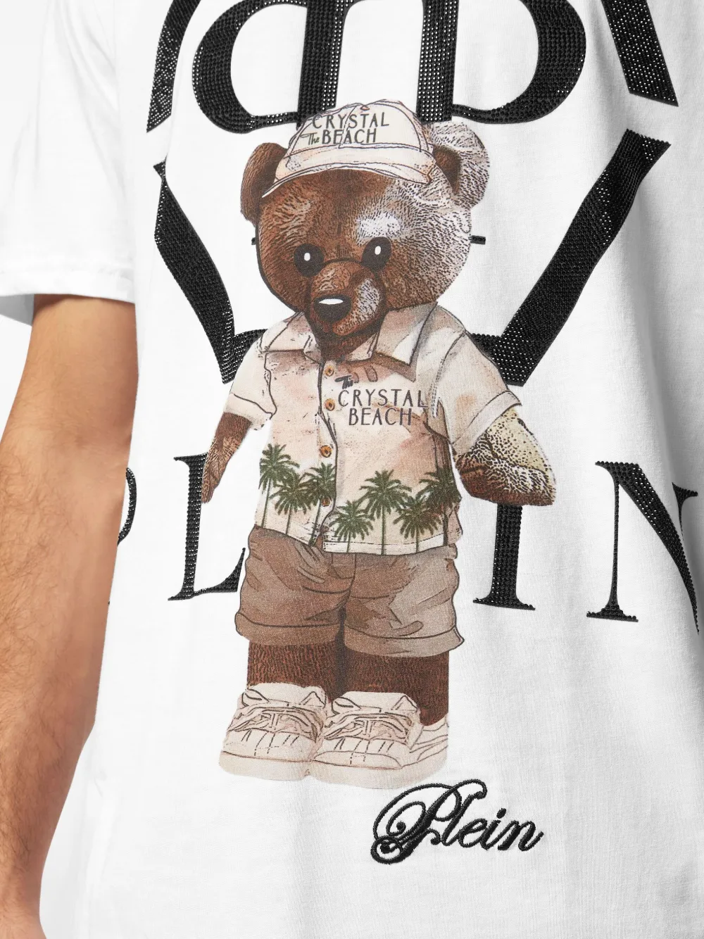 Philipp Plein crystal-embellished teddy-bear T-shirt Wit