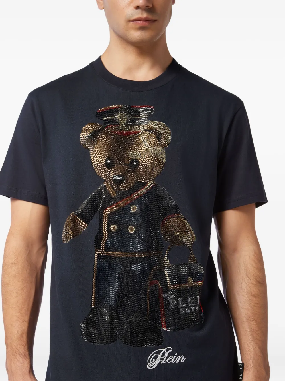 Philipp Plein T-shirt met teddybeer en kristallen Blauw