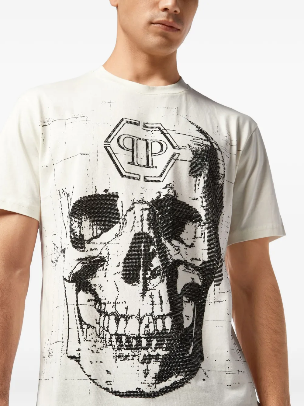 Philipp Plein Overhemd verfraaid met doodskop Wit