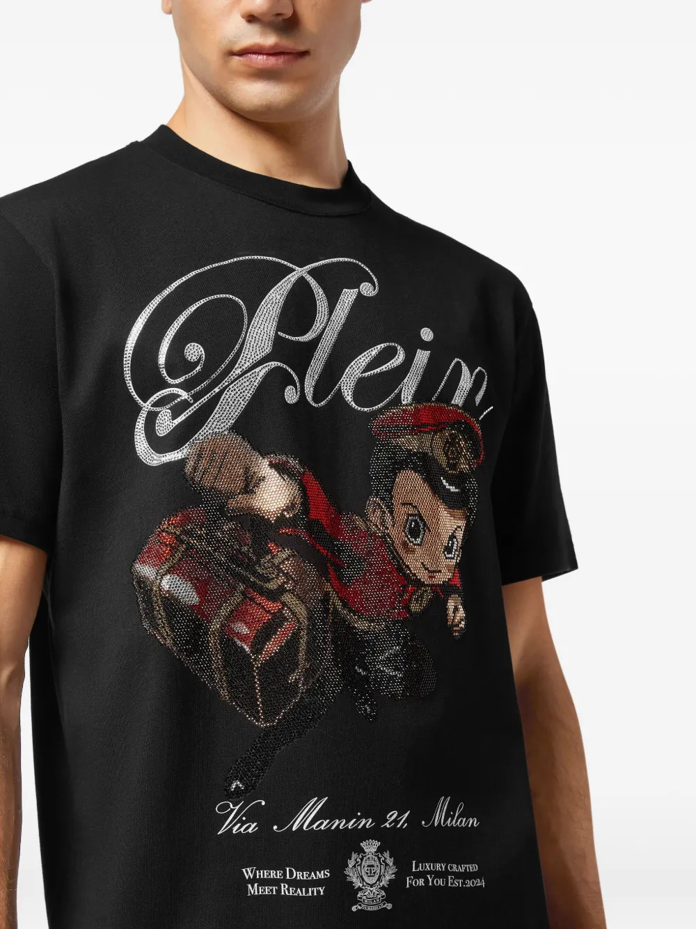 Philipp Plein T-shirt verfraaid met kristallen Zwart