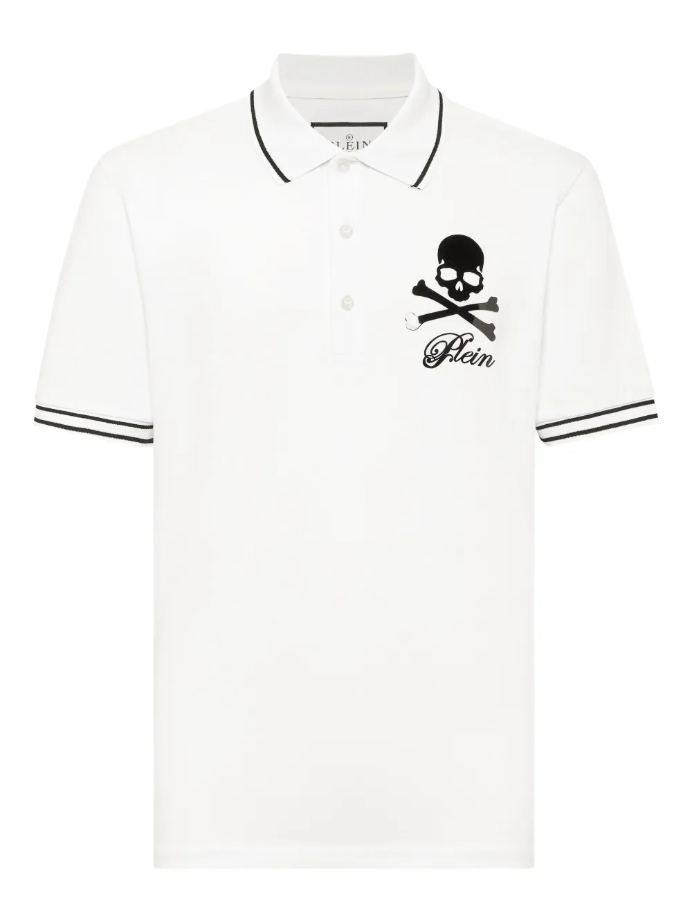 Philipp Plein Piqué poloshirt met dooskopprint Wit