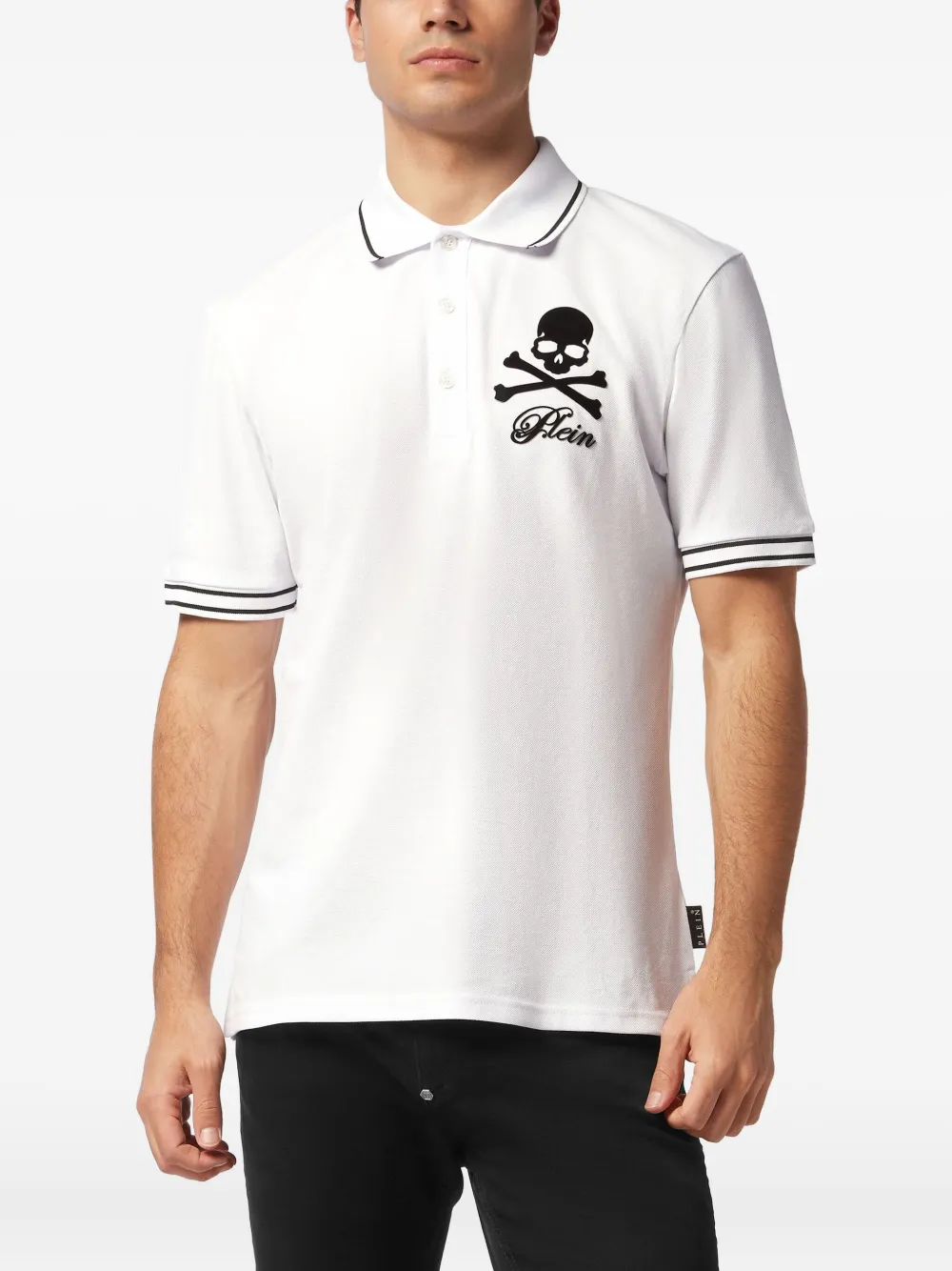 Philipp Plein Piqué poloshirt met dooskopprint Wit