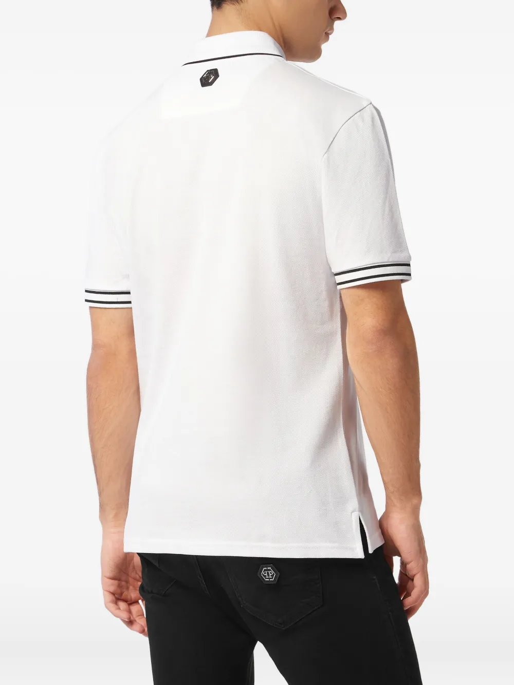 Philipp Plein Piqué poloshirt met dooskopprint Wit