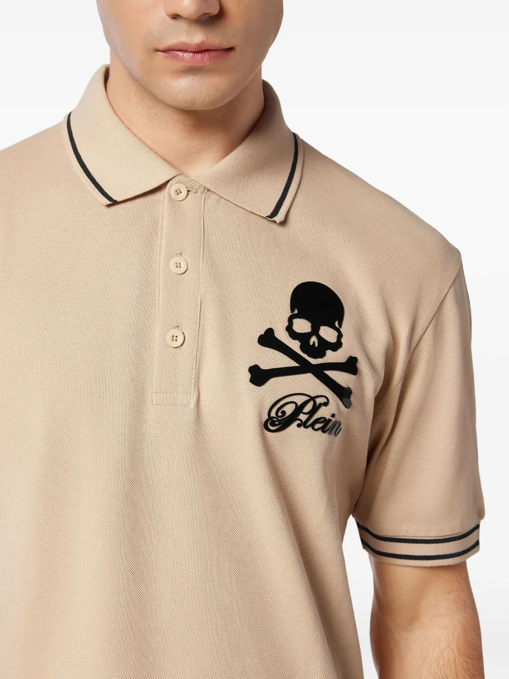 Philipp Plein Skull and Bones polo shirt Beige