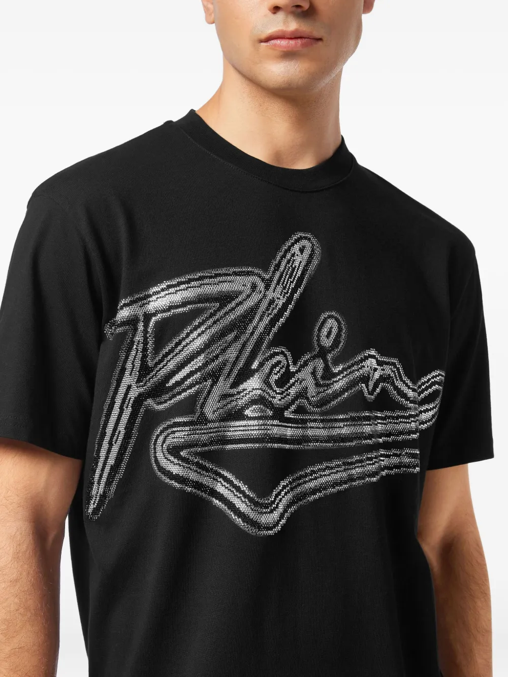 Philipp Plein T-shirt verfraaid met pailletten en ronde hals Zwart