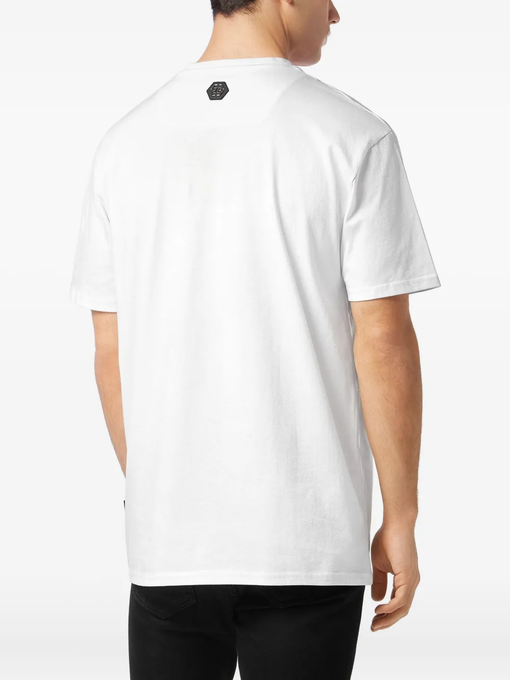 Philipp Plein crystal-skull V-neck T-shirt Wit