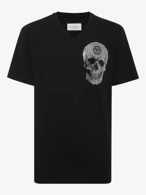 Philipp Plein crystal-skull V-neck T-shirt