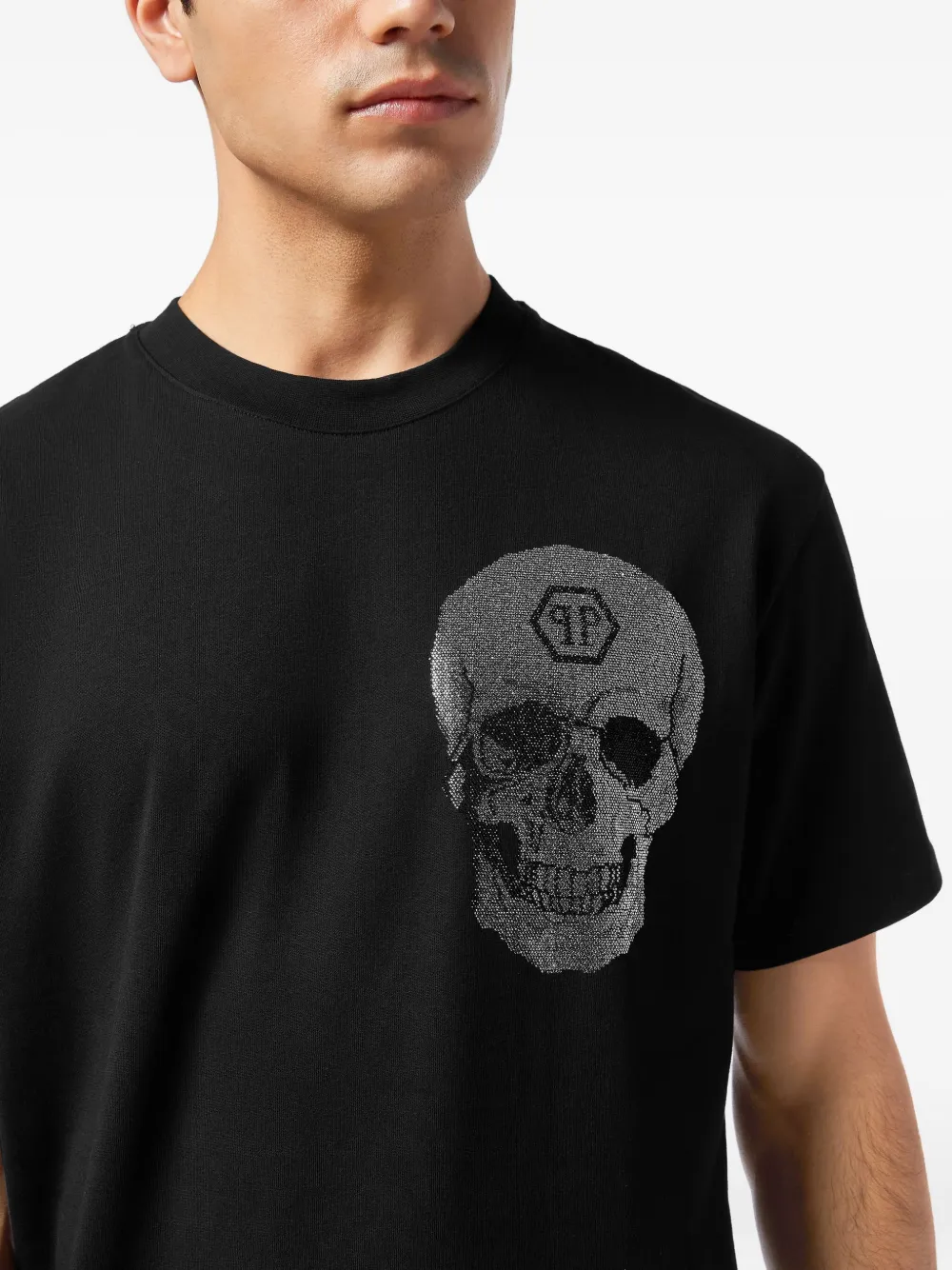 Philipp Plein Katoenen T-shirt verfraaid met kristallen Zwart