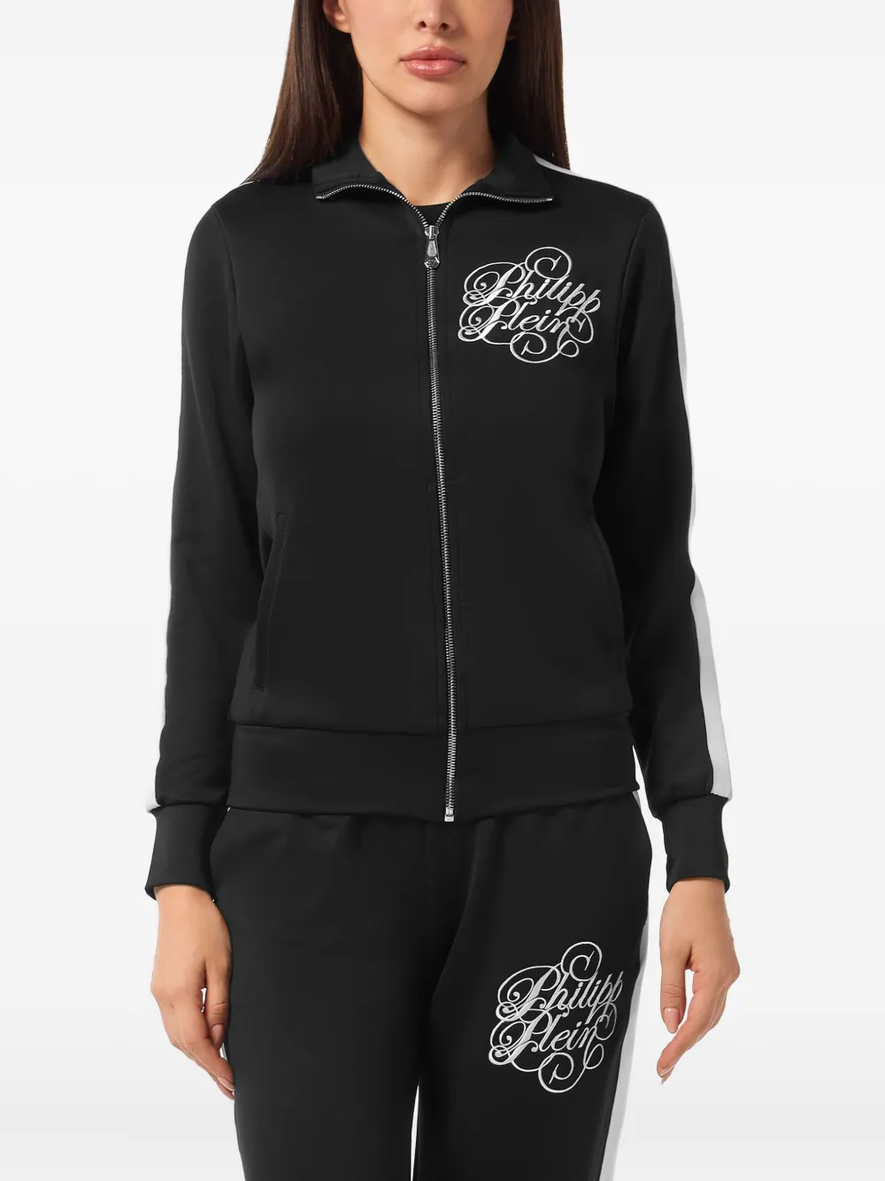 Philipp Plein Trainingsjack met gestreept detail Zwart