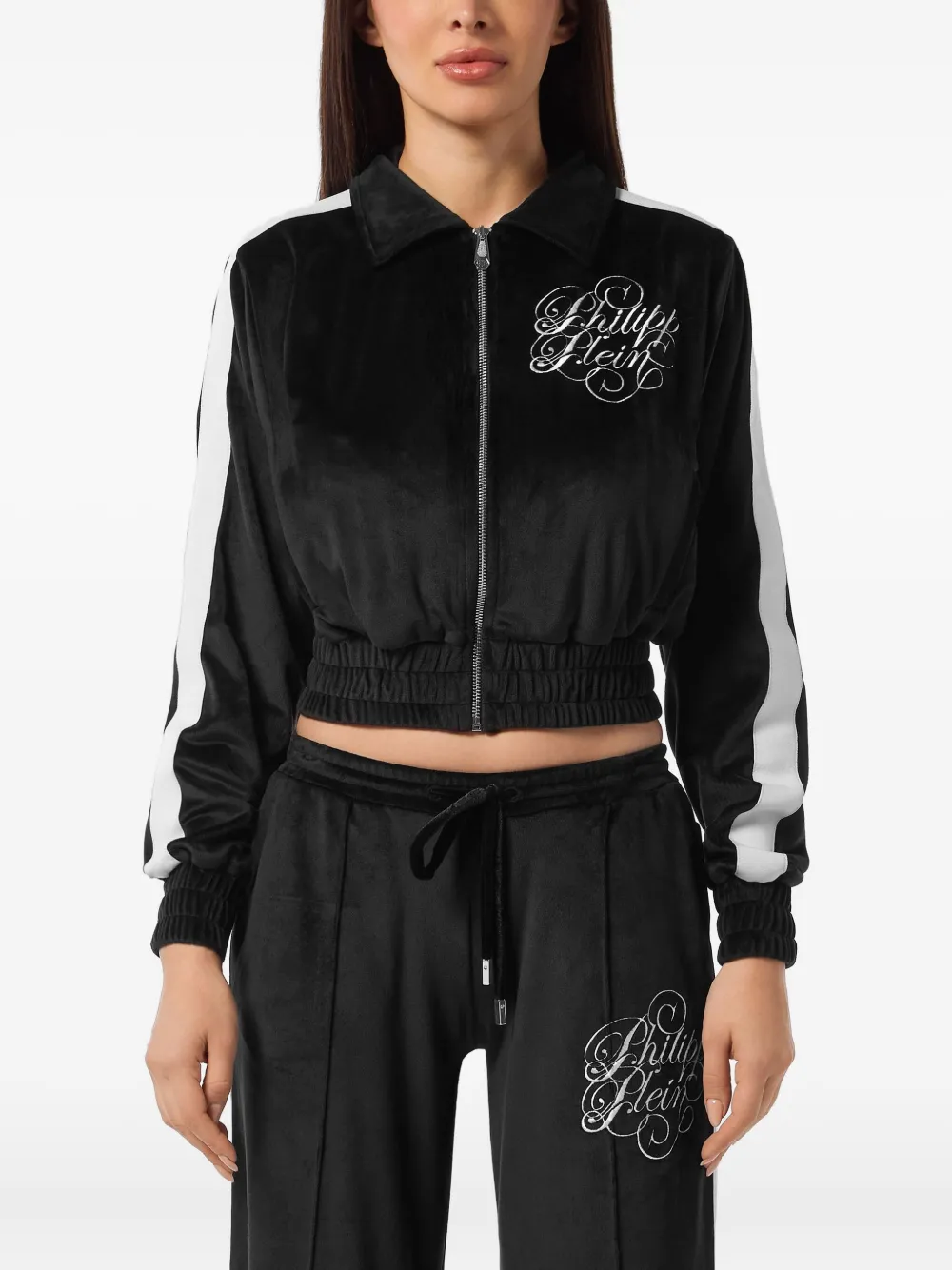 Philipp Plein panelled tracksuit jacket Zwart