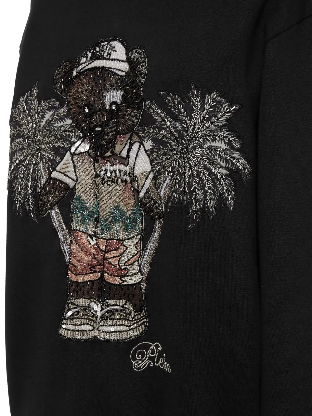 Philipp Plein Verfraaide hoodie met teddybeerprint Zwart