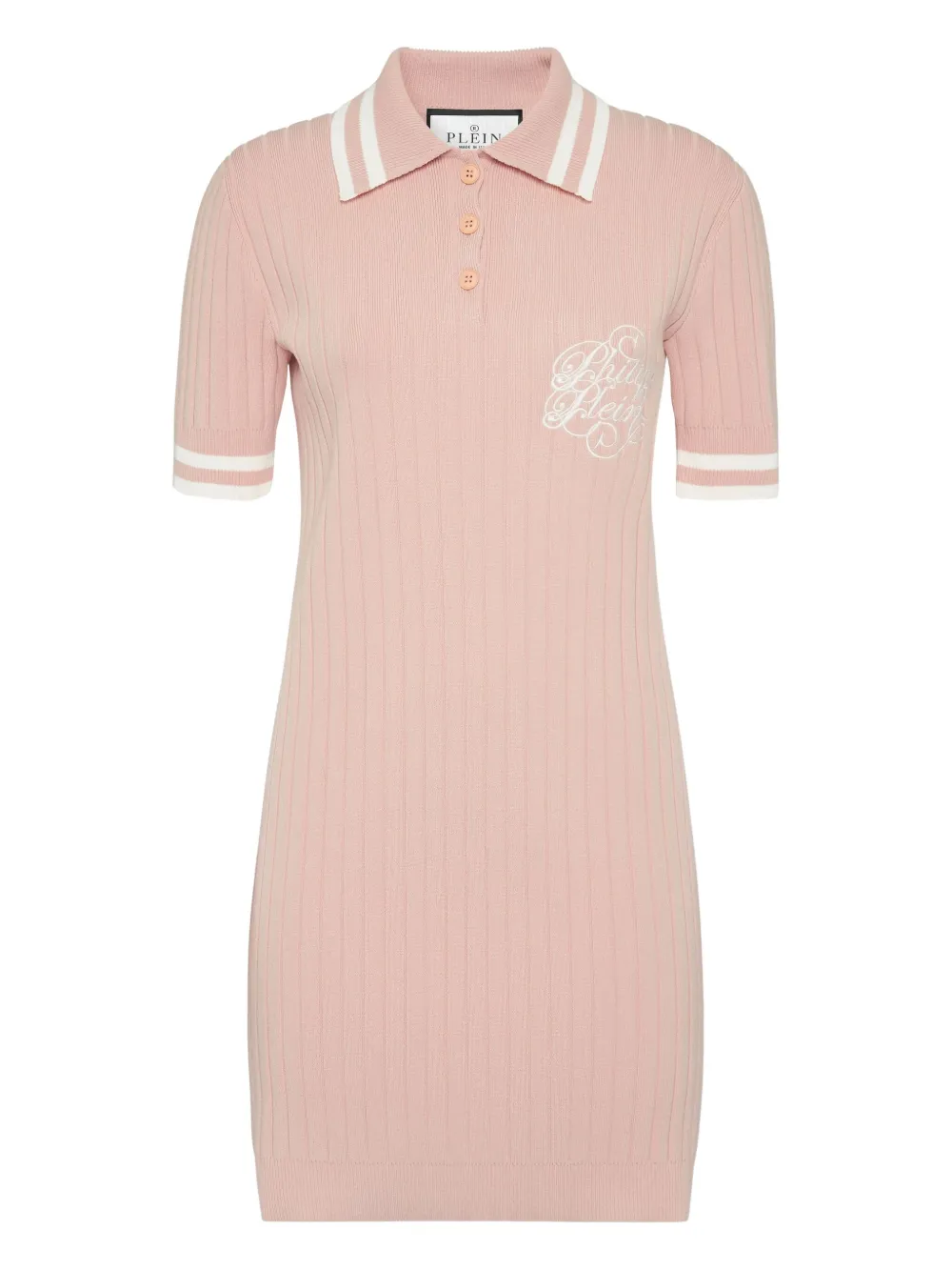 Philipp Plein ribbed-knit polo dress Roze