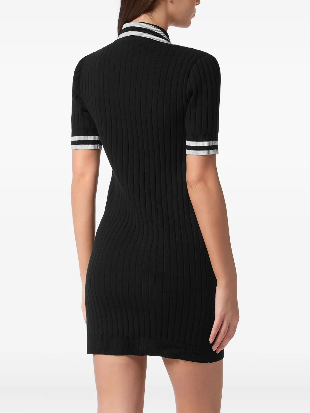Philipp Plein ribbed polo mini dress Zwart