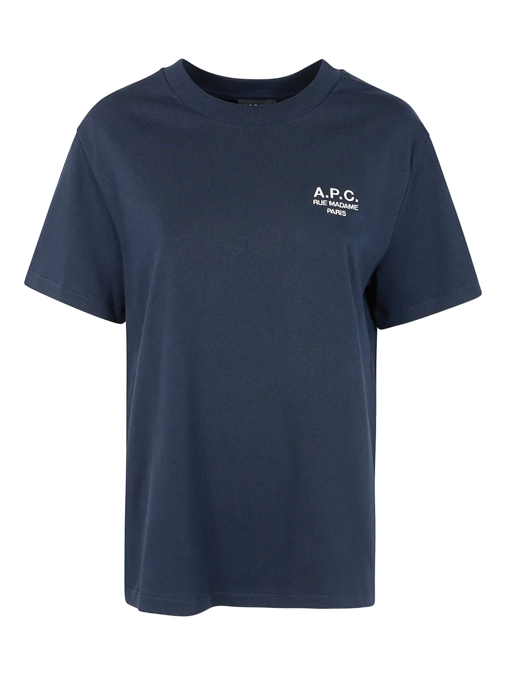 A.P.C. logo-embroidered cotton t-shirt Blauw