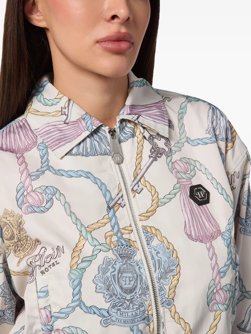 Philipp Plein Jack met kwastjesprint Beige