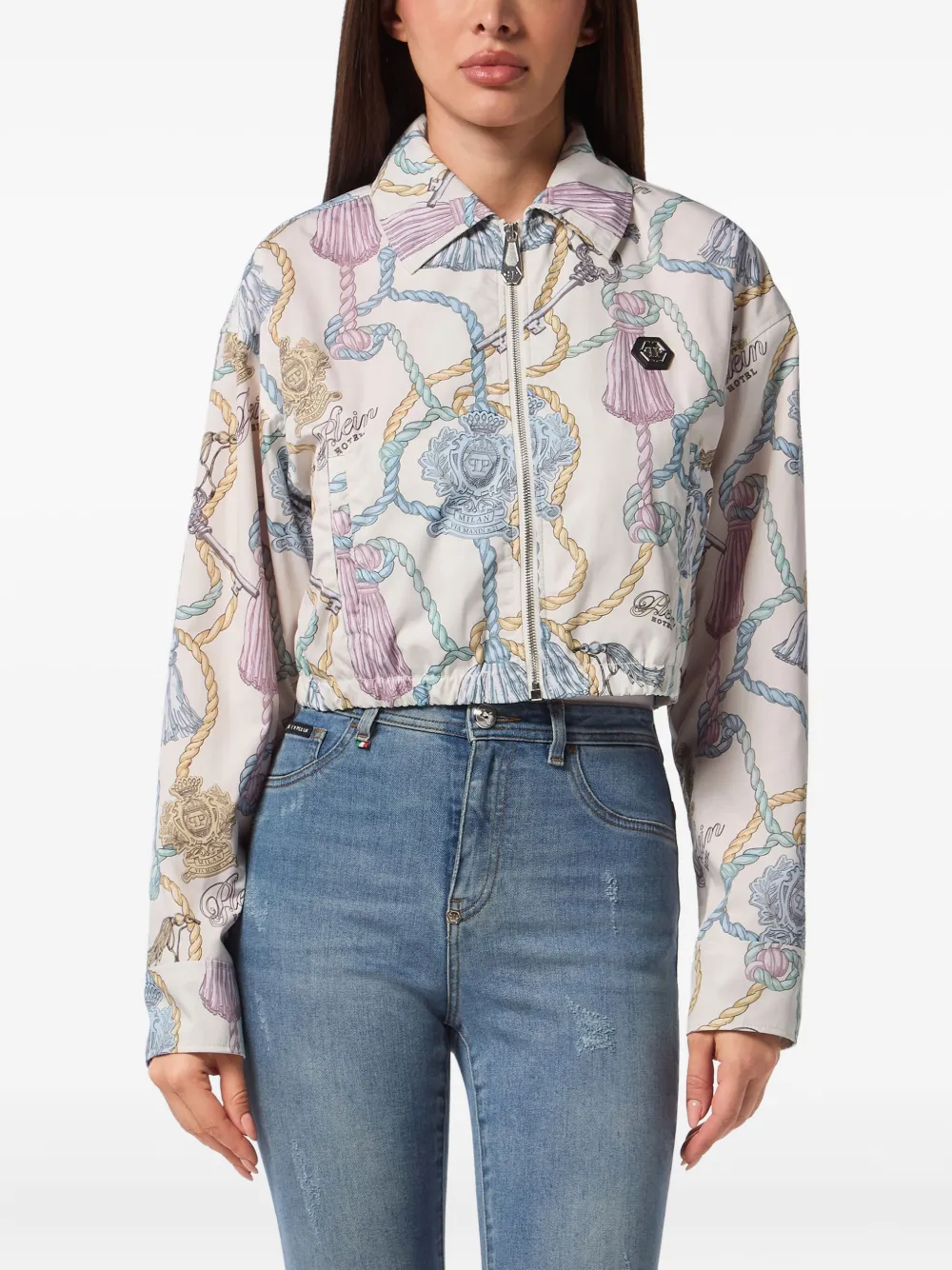Philipp Plein Jack met kwastjesprint Beige
