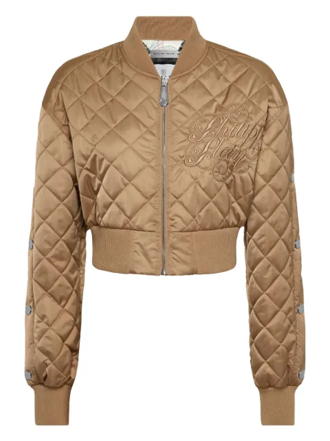 Philipp Plein quilted logo-embroidered jacket