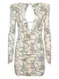 Philipp Plein tassel-print long-sleeve mini dress - Neutrals