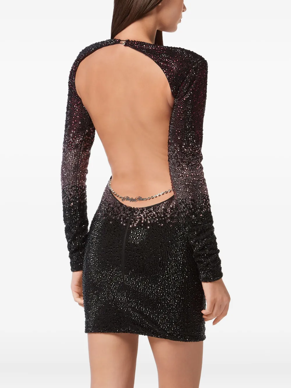  Philipp Plein Low-cut Strass Mini Dress - Black 
