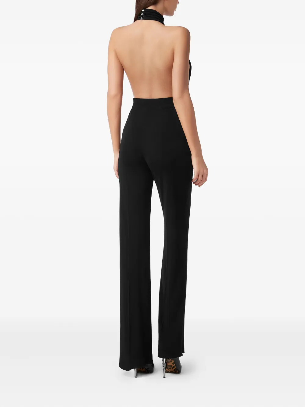 Philipp Plein Jumpsuit met halternek en logoplakkaat Zwart