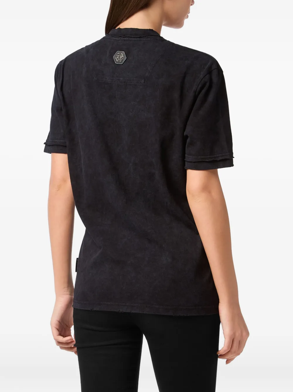 Philipp Plein Katoenen T-shirt met geborduurd logo Zwart