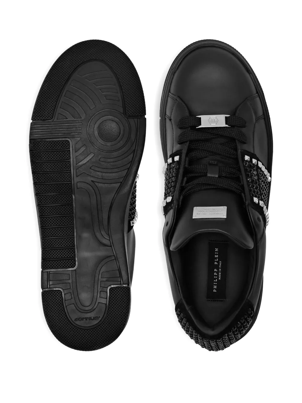 Philipp Plein Strass Studs leather sneakers Black
