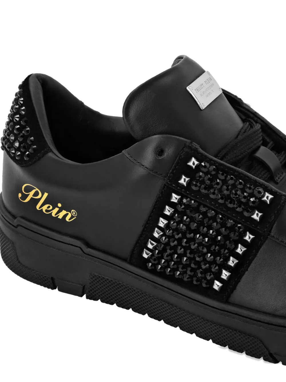 Philipp Plein Strass Studs leather sneakers Black
