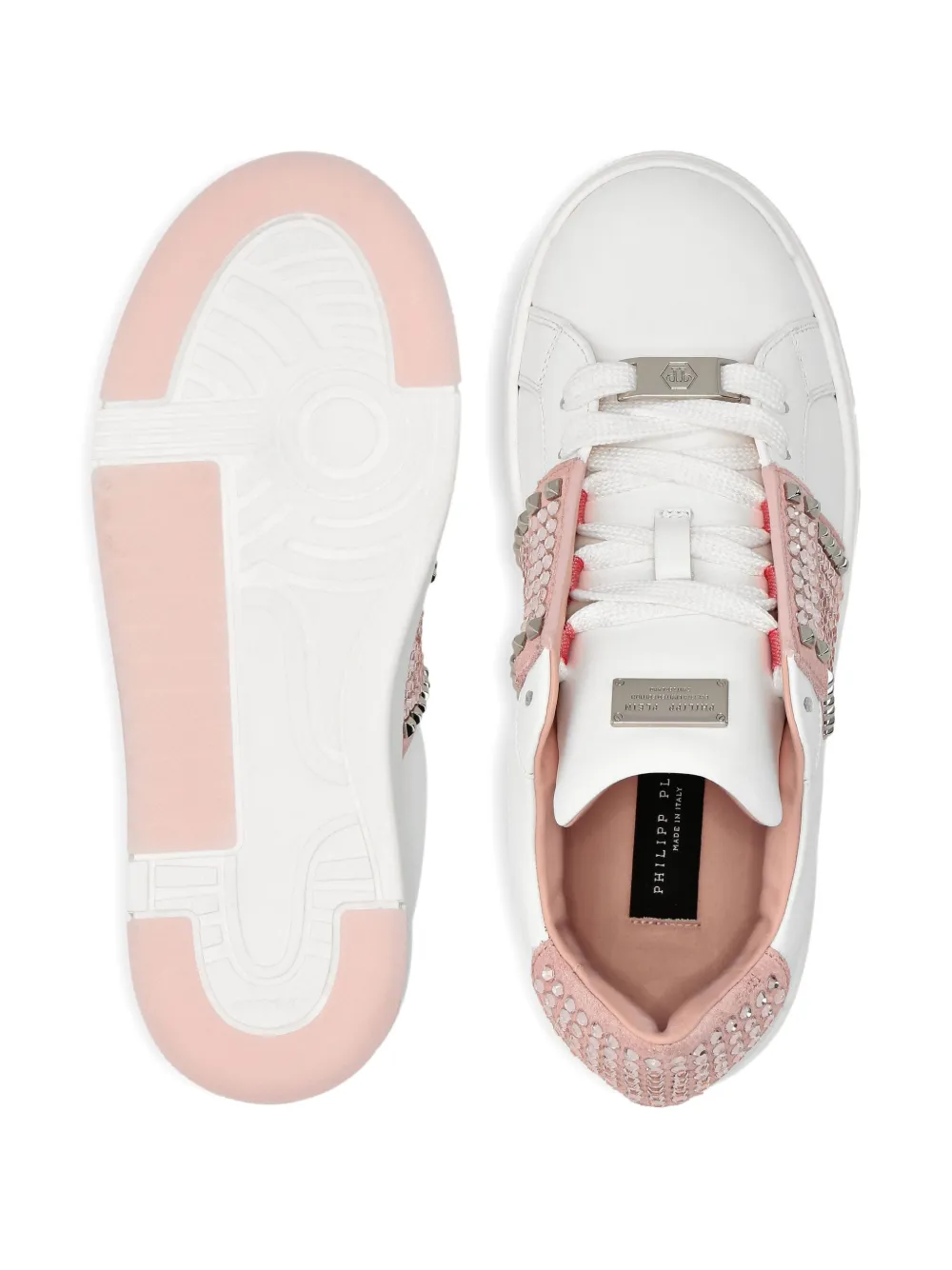 Philipp Plein studded leather sneakers Pink