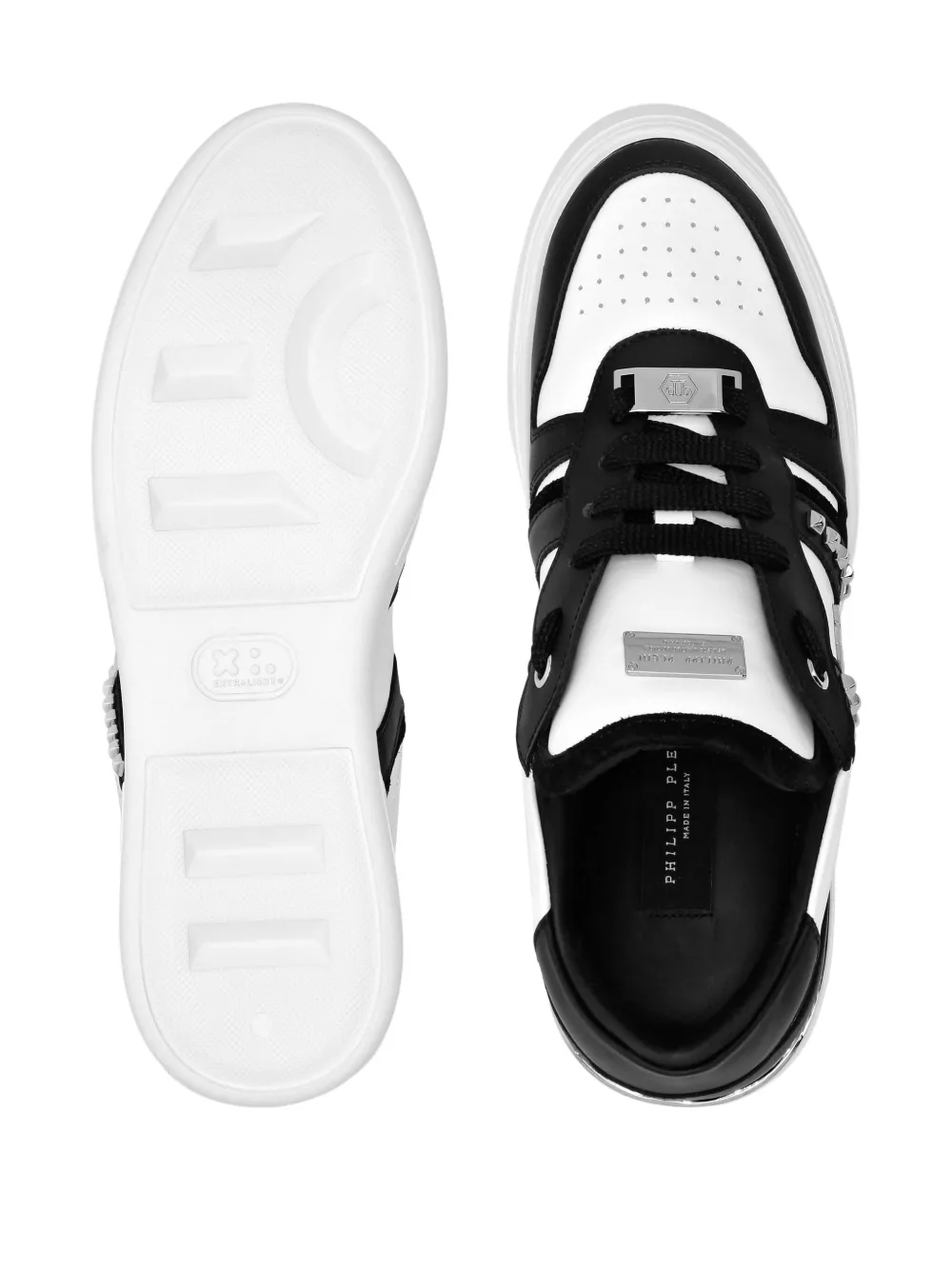 Philipp Plein studded panelled low-top sneakers Black