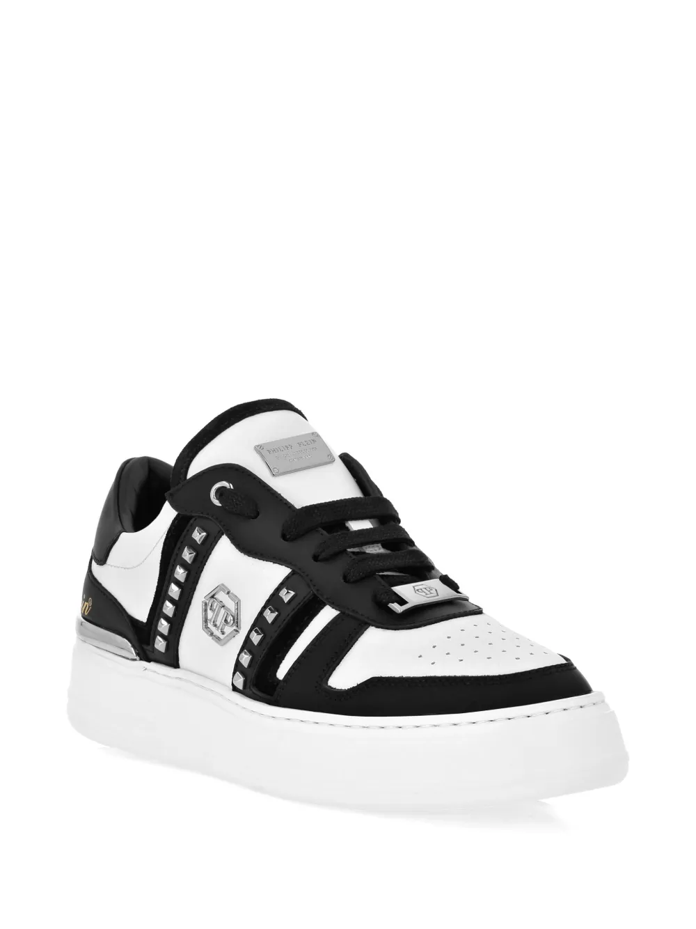 Philipp Plein studded panelled low-top sneakers Black