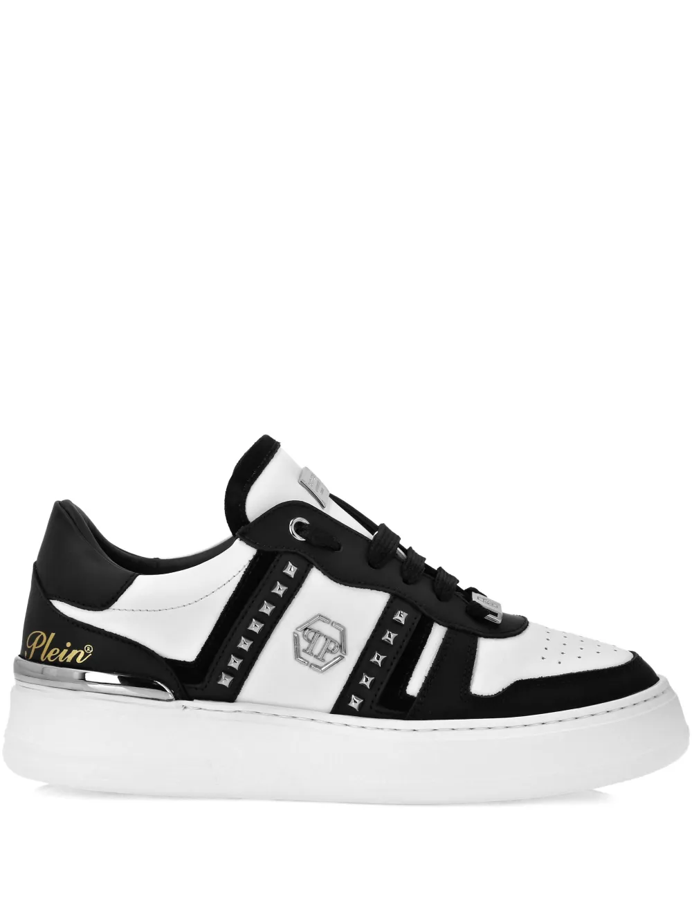 Philipp Plein studded panelled low-top sneakers Black