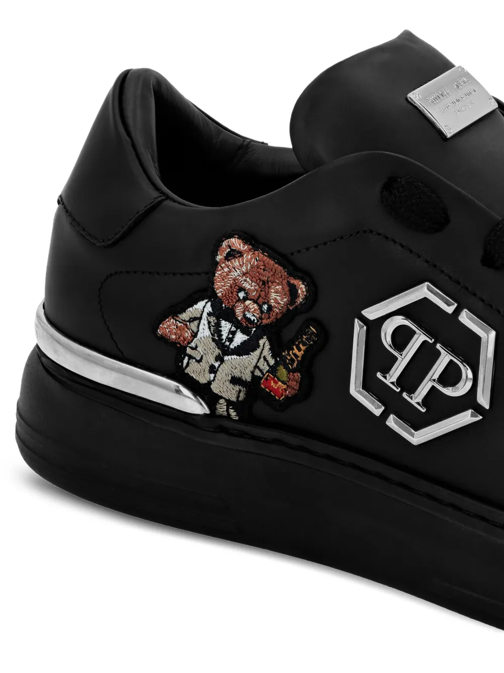 Philipp Plein embroidered-bear motif sneakers Black