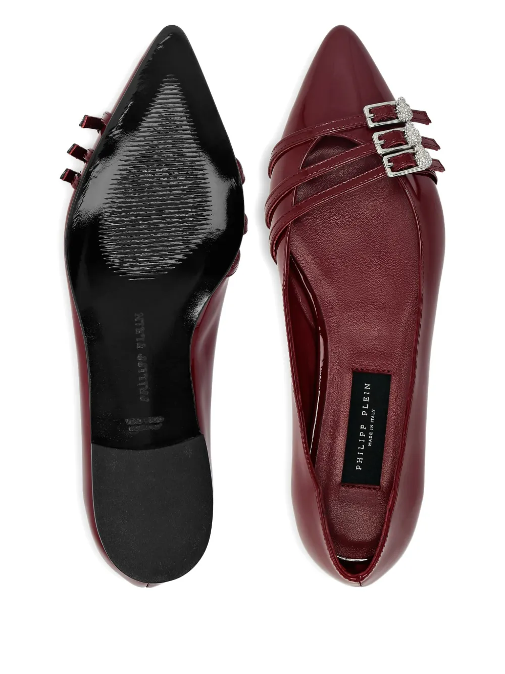 Philipp Plein Skull-embellished ballet flats Red