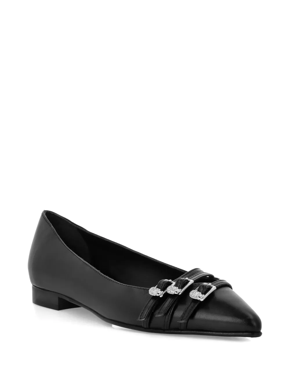 Philipp Plein buckled pointed-toe ballet flats - Zwart