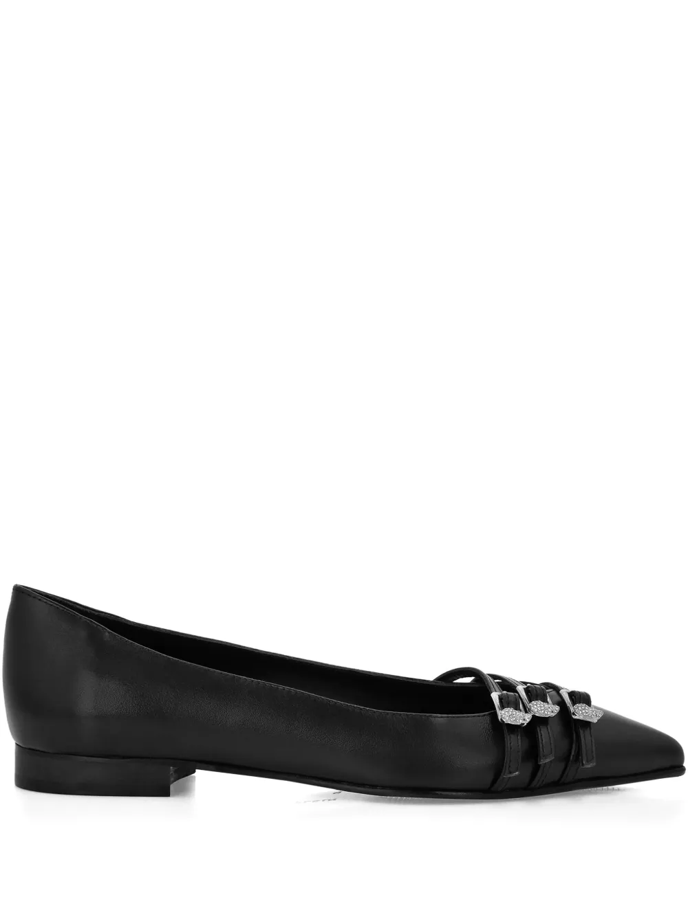 Philipp Plein buckled pointed-toe ballet flats Black