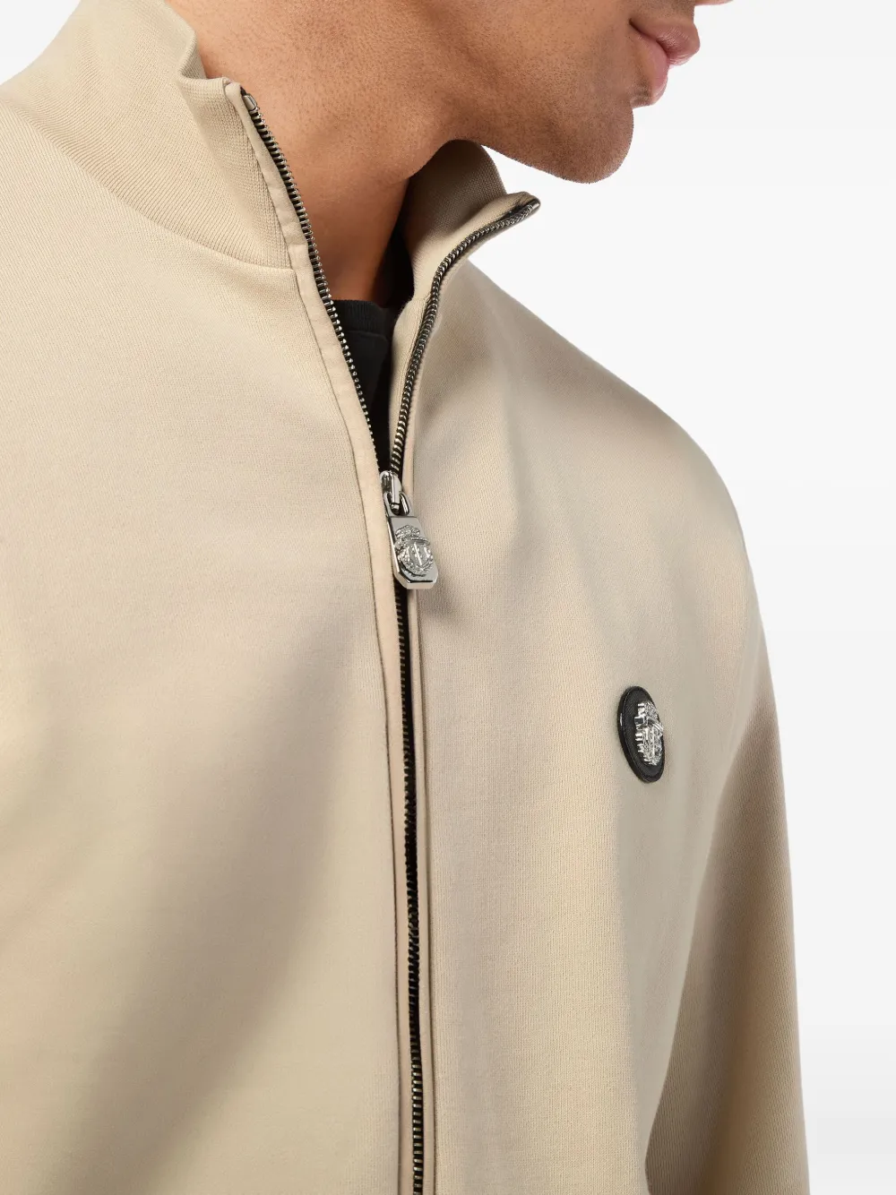 Billionaire Trainingsjack met logopatch en ritssluiting Beige