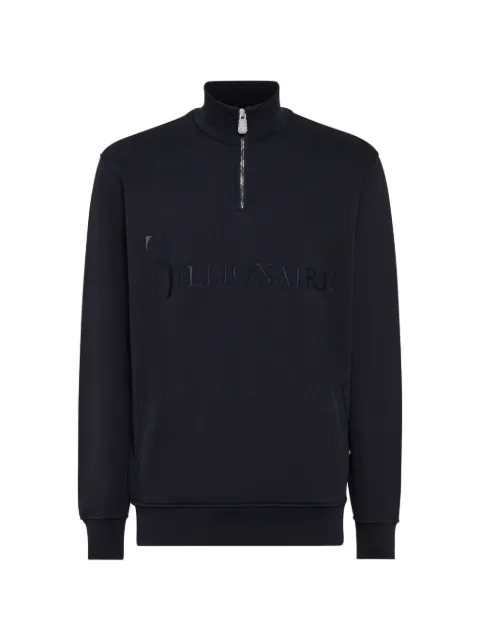 Billionaire logo-embroidered half-zip sweater