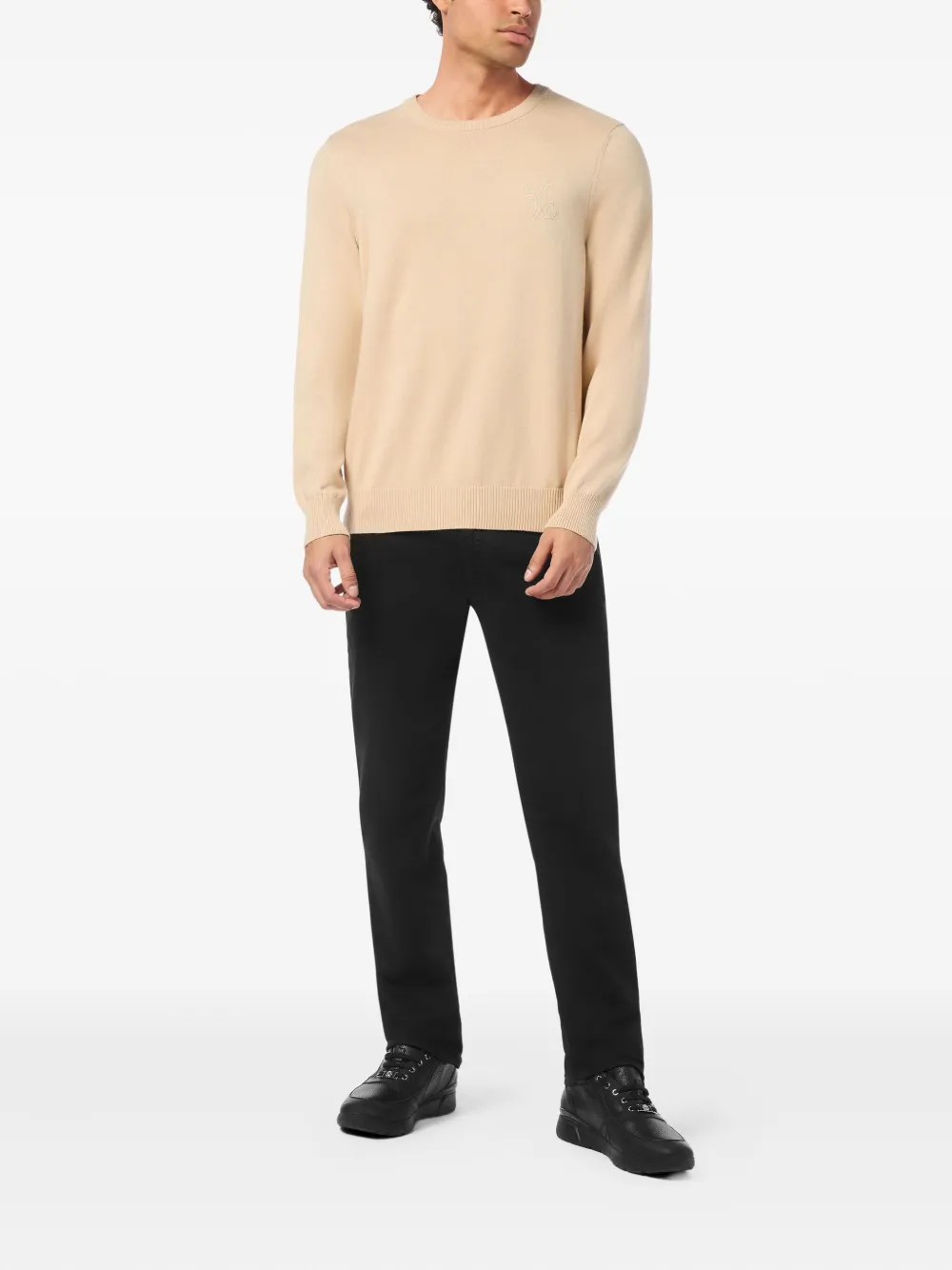 Billionaire Pullover van katoen-kasjmierblend met geborduurd logo - Beige