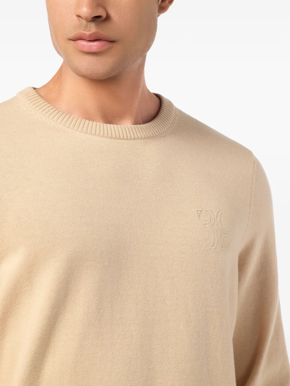 Billionaire Pullover van katoen-kasjmierblend met geborduurd logo Beige