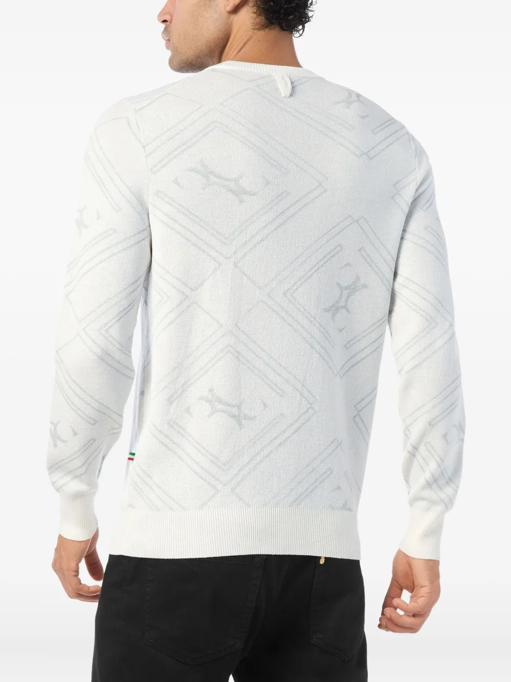 Billionaire Jacquard Crew-neck Sweater In White
