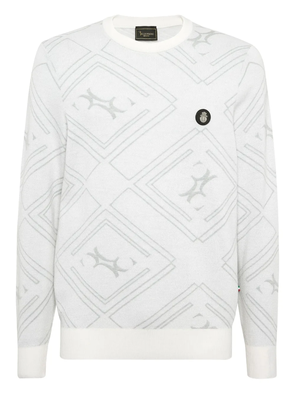Billionaire jacquard crew-neck sweater | White | Image 1