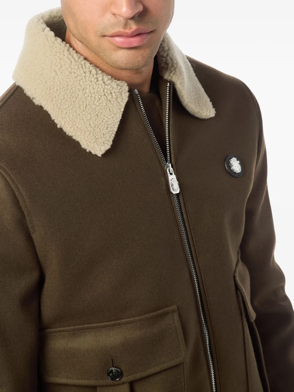 Billionaire Shearling-collared Wool Jacket In Brown