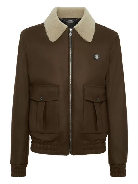 Billionaire shearling-collared wool jacket