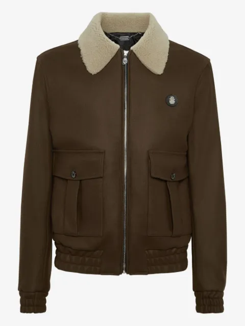 Billionaire shearling-collared wool jacket