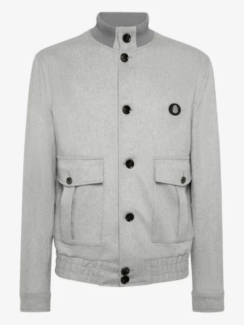 Billionaire patch-pocket buttoned bomber jacket