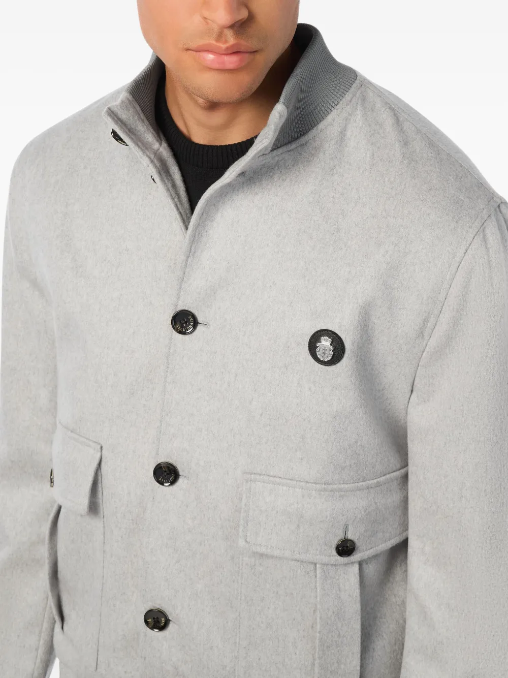 Billionaire Patch-pocket Buttoned Bomber Jacket In Gray