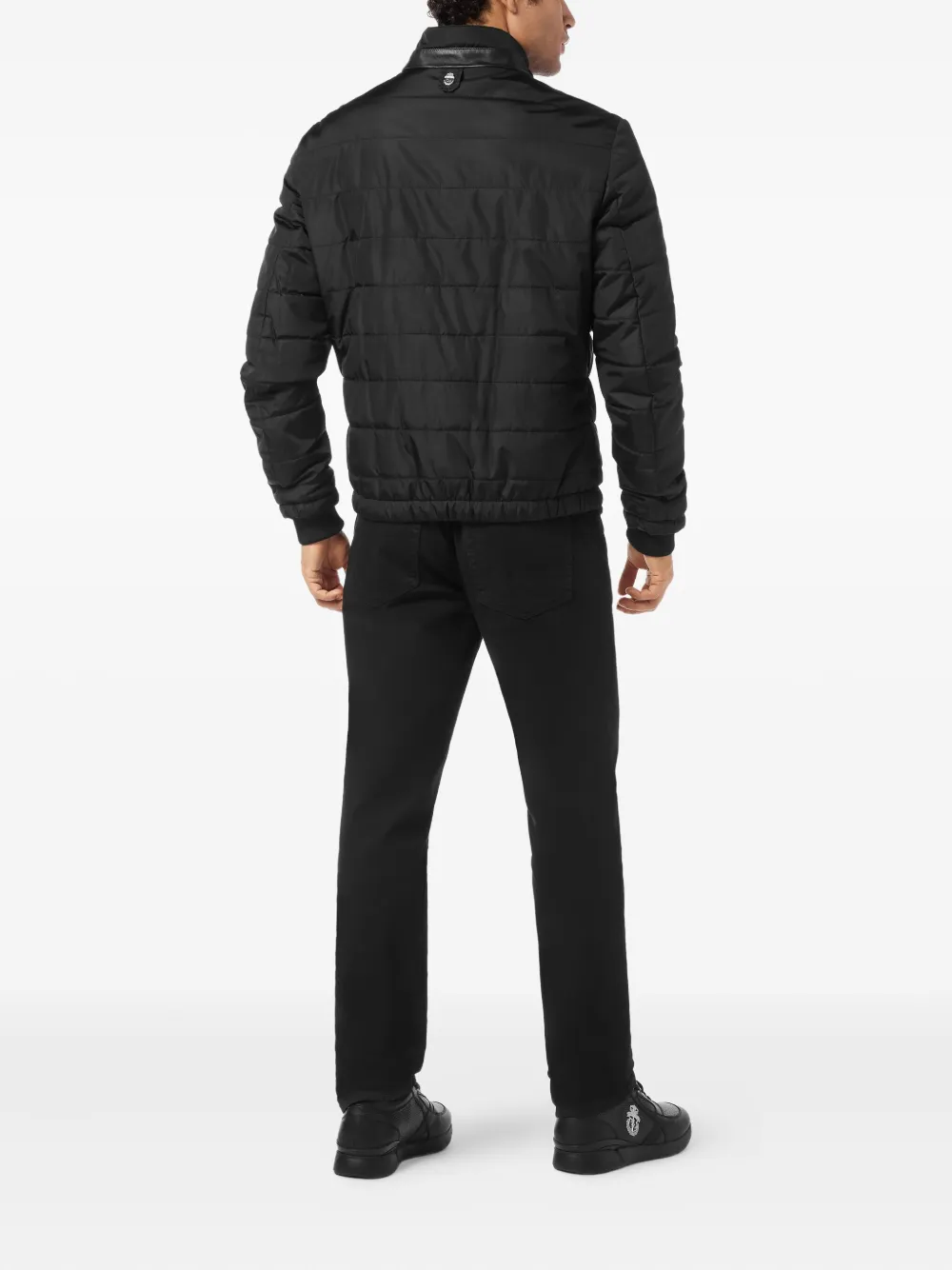 Billionaire Gewatteerd jack met leren afwerking Zwart