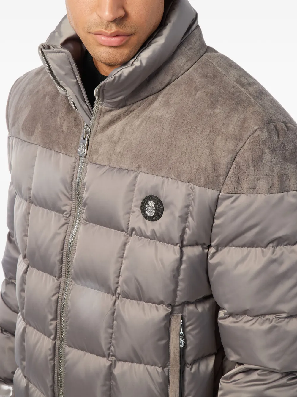 Billionaire Quilted Suede-panel Puffer Jacket In Multi